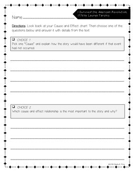 FREE Cause and Effect Worksheets for I Survived the American Revolution ...