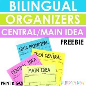 Preview of FREE Idea Principal / Main Idea Graphic Organizers - Bilingual Organizers