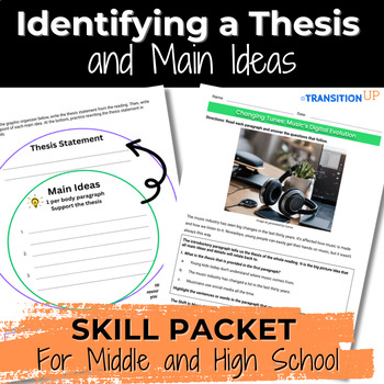 Preview of FREEBIE: Identifying a Thesis and Main Ideas- Scaffolded for Middle and High