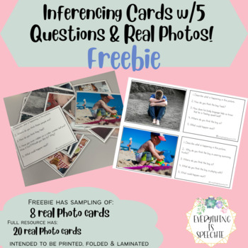 Preview of FREEBIE! Inferencing Cards with Real Photos & 5 Questions