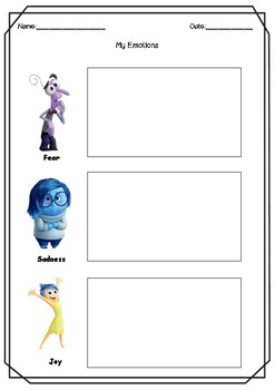 freebie inside out emotions worksheets by teaching in a teacup