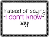 FREEBIE!  "Instead of Saying "I Don't Know" poster display