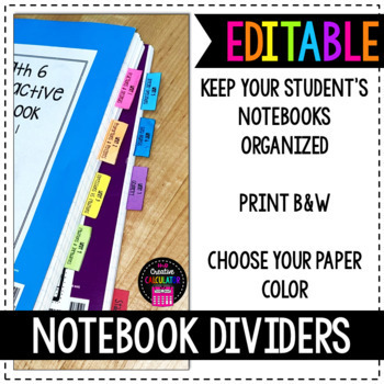 Preview of Interactive Notebook Dividers - [EDITABLE]