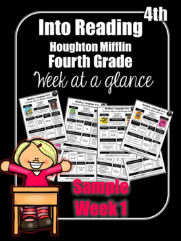 Preview of FREEBIE Into Reading Fourth Grade Week at a Glance Houghton Mifflin Harcourt HMH