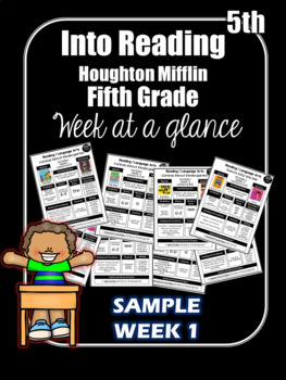 Preview of FREEBIE Into Reading Fifth Grade Week at a Glance Houghton Mifflin Harcourt HMH