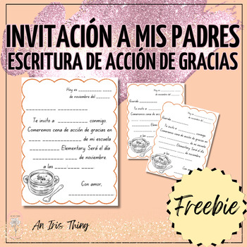 Preview of FREEBIE: Invitación a mis padres - Escritura de acción de gracias
