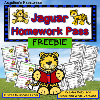 Preview of FREEBIE Jaguar Homework Pass: Classroom Management Incentive Rewards