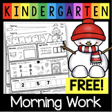 FREE January Kindergarten Morning Work - Seat Work Bell Ri