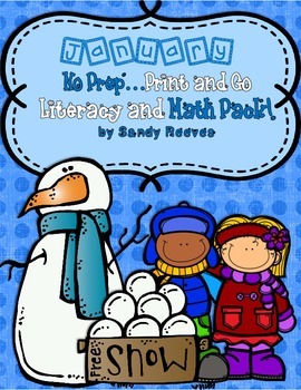 Preview of FREEBIE January Winter Math and Literacy Print and Go