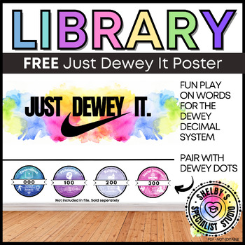 Preview of "Just Dewey It" Poster Dewey Decimal Library Bulletin Board Signs