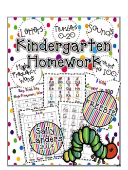 Preview of FREEBIE! Kindergarten Homework Packet {Phonics, High-Frequency Words & Math}