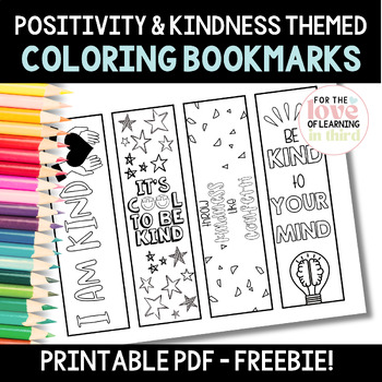 Preview of FREEBIE Kindness Themed Positivity Coloring Bookmarks