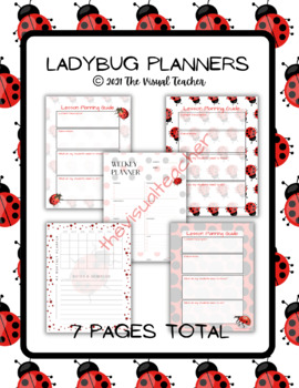 Preview of FREEBIE Ladybug Themed Planners - Lesson Plans, Weekly and Monthly Planners PDF