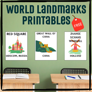 Preview of FREEBIE! Landmarks of the World; Geography; Posters; Bulletin Boards