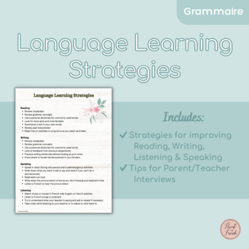 Preview of FREEBIE: Language Learning Strategies (FRENCH) & Parent Interview Tips