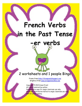 Preview of FREEBIE - Le passé composé - French -er Verbs - Worksheets for Grades 3, 4, 5, 6