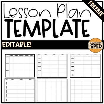 Preview of Freebie | Editable Lesson Planning Template | Black and White