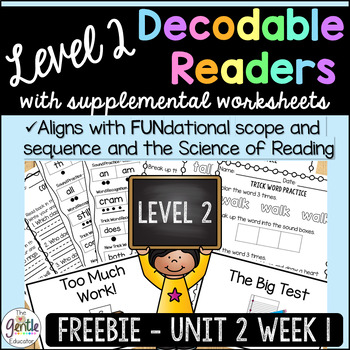 Preview of FREEBIE - Level 2 - Decodable Reader & Trick Word, Comp., Fluency Practice
