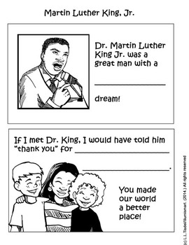 martin luther king jr kindergarten worksheets