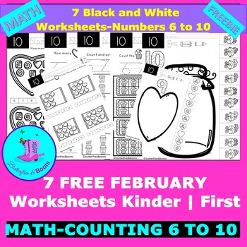 Preview of FREEBIE Math Numbers Counting to 10  Preschool Kindergarten Worksheets February