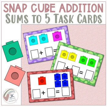 Preview of FREEBIE | Math Snap Cube Addition Task Cards | Sums to 5 | Activities |