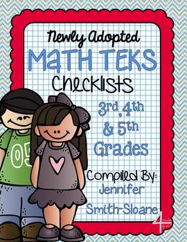 Preview of FREEBIE Math TEKS Checklists for 3rd, 4th and 5th Grade