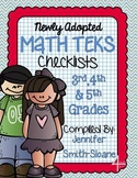 FREEBIE Math TEKS Checklists for 3rd, 4th and 5th Grade