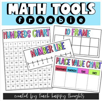 Preview of FREEBIE: Math Tools - 100s Chart, 10 Frame, 5 Frame, Place Value & Number Line