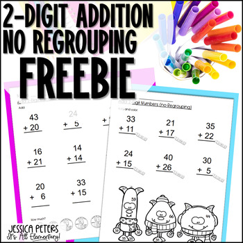 Preview of 2 Digit Addition WITHOUT Regrouping Worksheets | 1st Grade Addition Worksheets