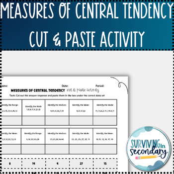 Preview of FREEBIE! Measures of Central Tendency Cut & Paste Activity