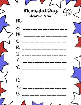 Preview of FREEBIE: Memorial Day Acrostic Poem