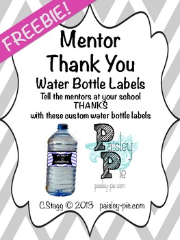 Preview of FREEBIE- Mentor "Thank You" Water Bottle Labels