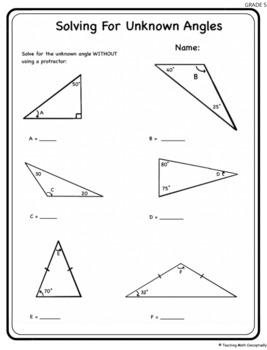 FREEBIE! Missing Angles, Sum of Angles in a Triangle Worksheet | TPT