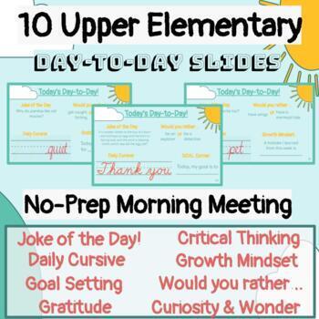 Preview of FREEBIE— Morning Meeting Slides for 10 Days (Upper Elementary)