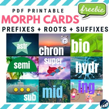 Preview of FREEBIE! Morphology Cards - Prefixes + Roots + Suffixes Sample