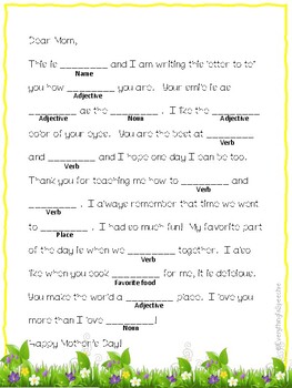 Preview of FREEBIE- Mother's Day Mad Lib
