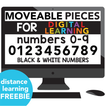 Preview of FREEBIE Moveable Pieces Numbers 0-9 for Digital Resources & Distance Learning