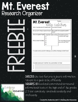 Preview of FREEBIE Mt. Everest Research Organizer- Note Catcher
