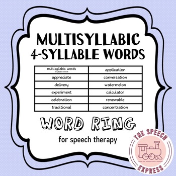 Preview of FREEBIE! Multisyllabic Word Ring for Four-Syllable Words