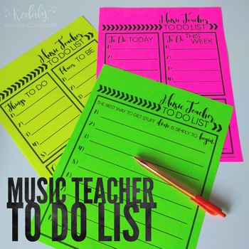 Preview of FREEBIE - Music Teacher To Do Lists