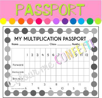 Preview of FREEBIE - My Multiplication Passport - Colour me Confetti