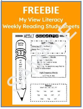 Preview of FREEBIE* My View Literacy Weekly Reading Study Sheet Unit 1 Week 1 First Grade