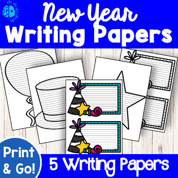 Preview of FREEBIE NEW YEAR'S WRITING PAPERS Bulletin Board Hall Display Door Display