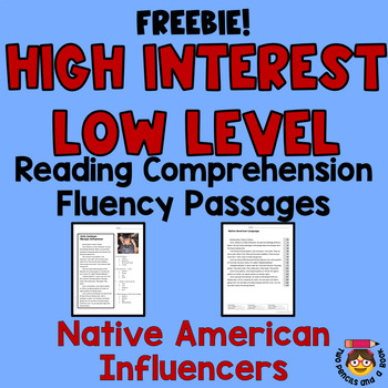 Preview of FREEBIE Native American High Interest Low Level Reading Comprehension & Fluency