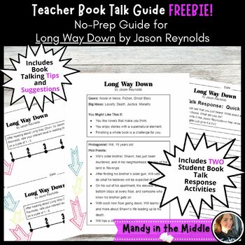 Preview of FREEBIE: No-Prep Teacher Book Talk Guide for "Long Way Down" by Jason Reynolds