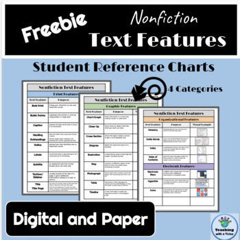 Preview of FREEBIE: Nonfiction Text Features, Student Reference Charts