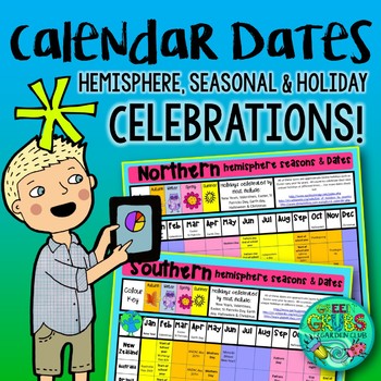 Preview of Calendar Dates - Hemisphere, Seasonal and Holiday celebrations