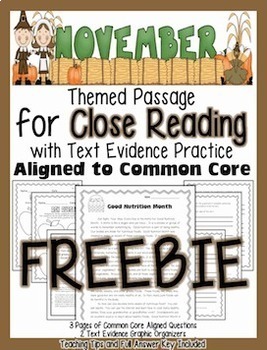 Preview of FREEBIE: November Close Reading Passage Google Apps and PDF