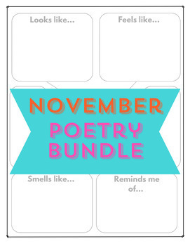 Preview of FREEBIE November Poetry Worksheets - Lune Poems Early Elementary Unit