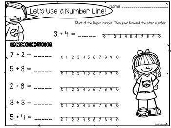 Preview of FREEBIE: Number line Addition- counting on